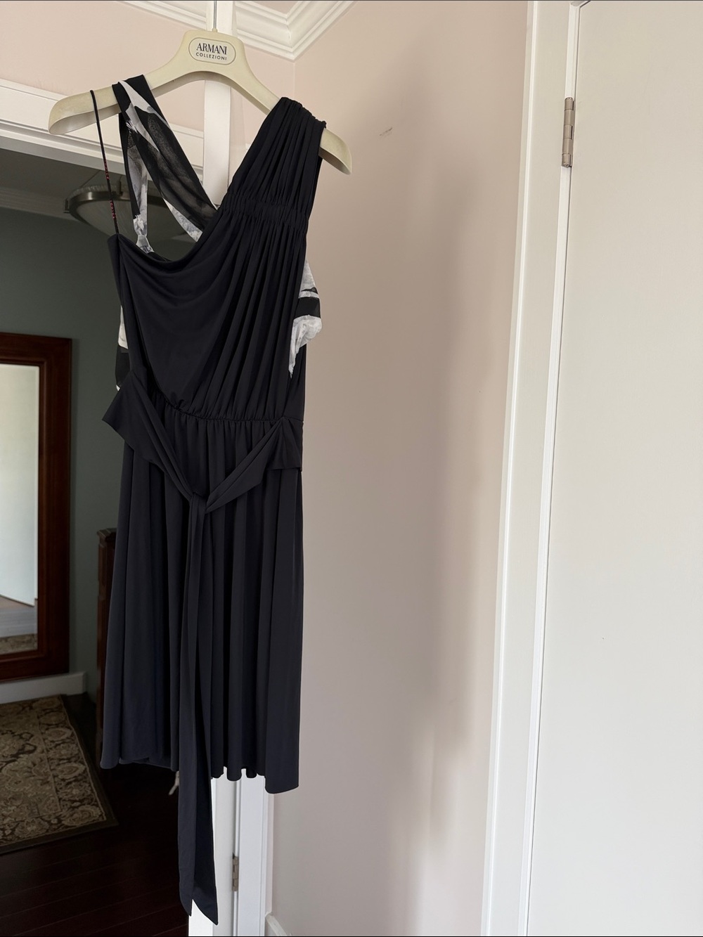 Iodine One-Shoulder Black Draped Evening Asymmetrical Shoulder Knee Dress size S